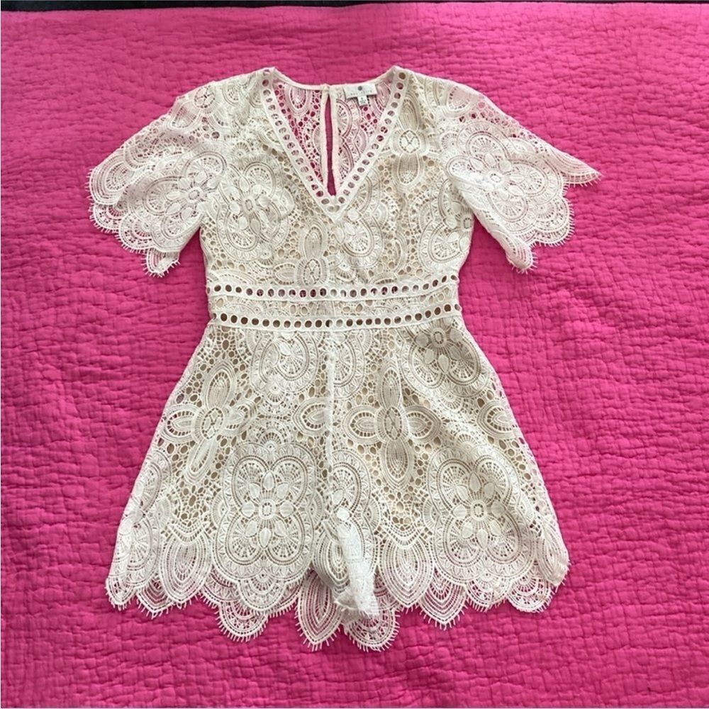 Socialite Cream Lace Playsuit, S